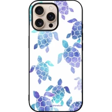 iPhone 16 Pro Max Case Hülle - Silikon schwarz Turtles pattern watercolor