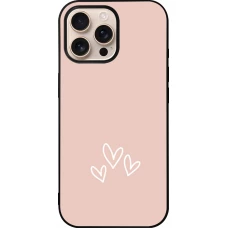 Coque iPhone 16 Pro Max - Silicone rigide noir Valentine 2023 three minimalist hearts