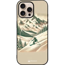 Coque iPhone 16 Pro Max - Silicone rigide noir Vintage Ski Mountain
