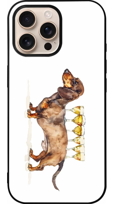 Coque iPhone 16 Pro Max - Silicone rigide noir Wine Teckel