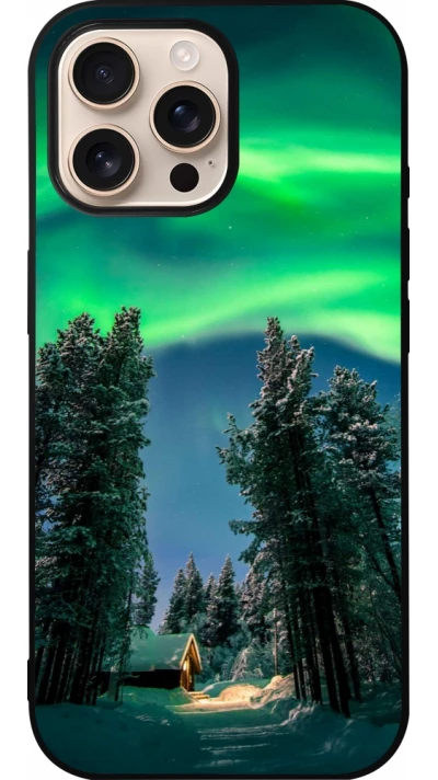 Coque iPhone 16 Pro Max - Silicone rigide noir Winter 22 Northern Lights