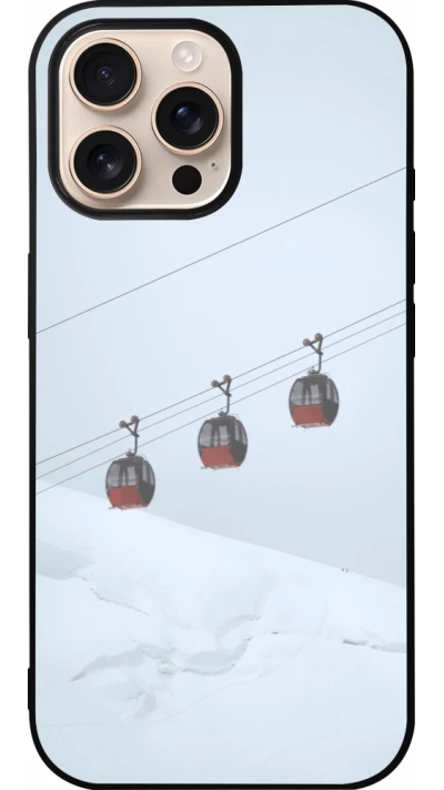 Coque iPhone 16 Pro Max - Silicone rigide noir Winter 22 ski lift