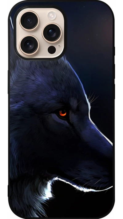 Coque iPhone 16 Pro Max - Silicone rigide noir Wolf Shape