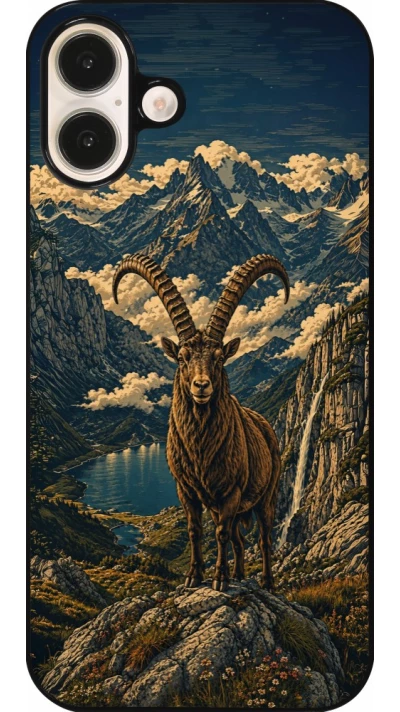 Coque iPhone 16 Plus - Linocut Bouquetin
