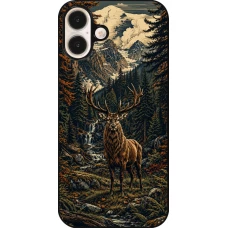 Coque iPhone 16 Plus - Linocut Cerf