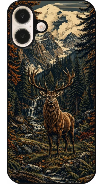 Coque iPhone 16 Plus - Linocut Cerf