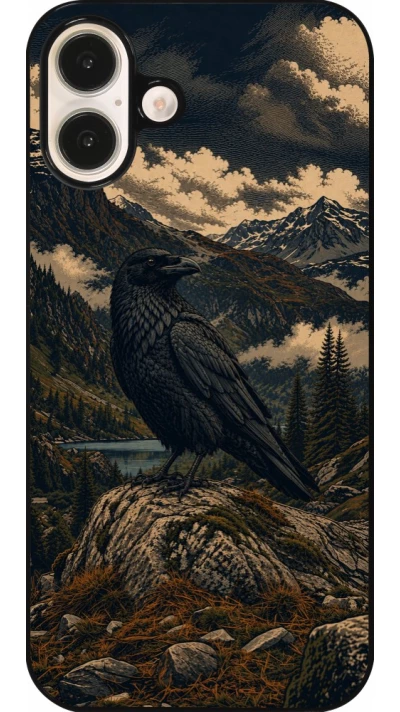 Coque iPhone 16 Plus - Linocut Grand Corbeau
