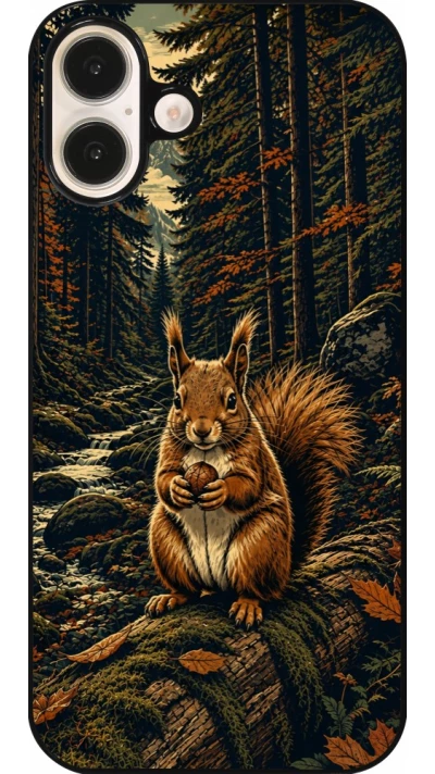 Coque iPhone 16 Plus - Linocut Ecureuil