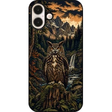 Coque iPhone 16 Plus - Linocut Grand-Duc