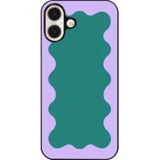 iPhone 16 Plus Case Hülle - Wavy Rectangle Green Purple