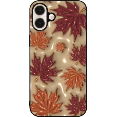 iPhone 16 Plus Case Hülle - Silikon schwarz Autumn 26 3D leaves