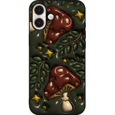 iPhone 16 Plus Case Hülle - Silikon schwarz Autumn 26 3D mushrooms