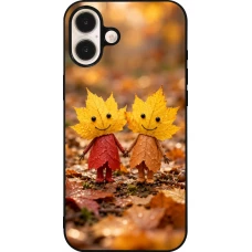 Coque iPhone 16 Plus - Silicone rigide noir Autumn 26 Couple of leaves