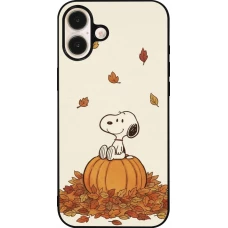 Coque iPhone 16 Plus - Silicone rigide noir Autumn 26 Snoopy autumn