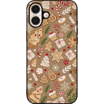 iPhone 16 Plus Case Hülle - Silikon schwarz Christmas 25 Pattern Ginger Cookie
