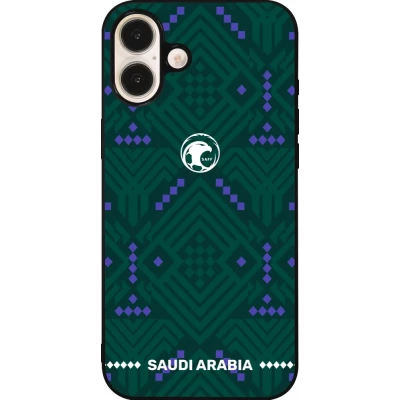 iPhone 16 Plus Case Hülle - Silikon schwarz Saudi Arabien 2026 personalisierbares Fussballtrikot