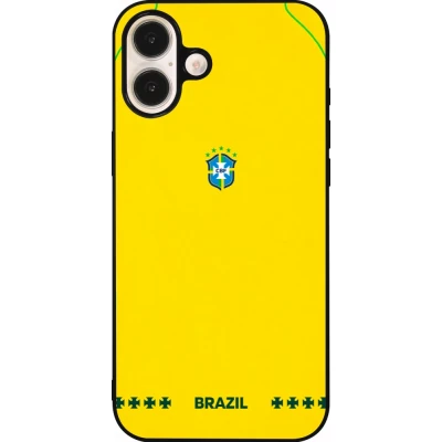 iPhone 16 Plus Case Hülle - Silikon schwarz Brasilien 2026 personalisierbares Fussballtrikot