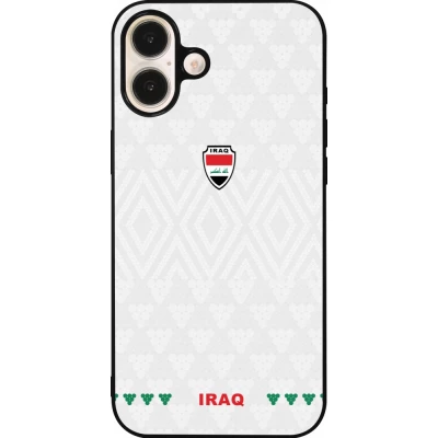 Coque iPhone 16 Plus - Silicone rigide noir Maillot de football Irak 2026 personnalisable