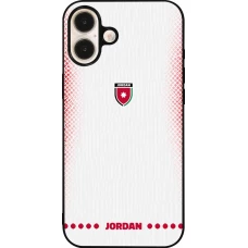 Coque iPhone 16 Plus - Silicone rigide noir Maillot de football Jordanie 2026 personnalisable