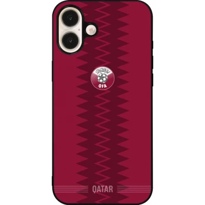 Coque iPhone 16 Plus - Silicone rigide noir Maillot de football Qatar 2026 personnalisable