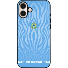 Coque iPhone 16 Plus - Silicone rigide noir Maillot de football RD Congo 2026 personnalisable