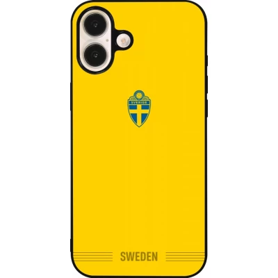 iPhone 16 Plus Case Hülle - Silikon schwarz Schweden 2026 personalisierbares Fussballtrikot