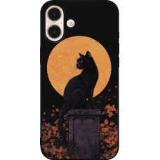 iPhone 16 Plus Case Hülle - Silikon schwarz Halloween 2026 Cat Art Nouveau