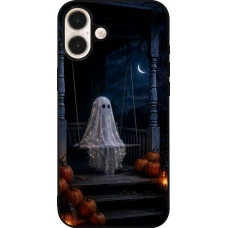 iPhone 16 Plus Case Hülle - Silikon schwarz Halloween 2026 Ghost on a swing