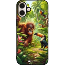 iPhone 16 Plus Case Hülle - Silikon schwarz Tropischer Dschungel Tayrona