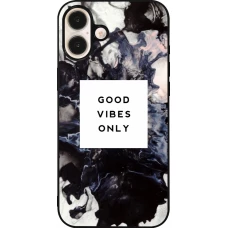 iPhone 16 Plus Case Hülle - Silikon schwarz Marble Good Vibes Only