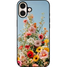 Coque iPhone 16 Plus - Silicone rigide noir Spring flowers Spring 2026