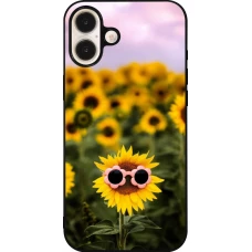 Coque iPhone 16 Plus - Silicone rigide noir Sunflower with glasses Spring 2026