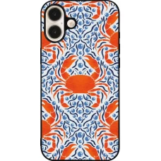 Coque iPhone 16 Plus - Silicone rigide noir Crabs and pearls Summer 2026