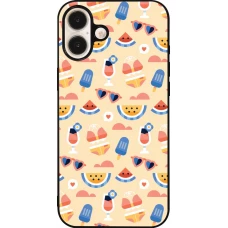 Coque iPhone 16 Plus - Silicone rigide noir Pattern Summer 2026