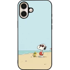 iPhone 16 Plus Case Hülle - Silikon schwarz Snoopy on the beach Summer 2026