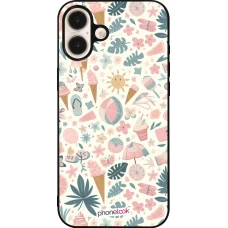 iPhone 16 Plus Case Hülle - Silikon schwarz Sommer Pink Muster