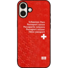 Coque iPhone 16 Plus - Silicone rigide noir Swiss Passport