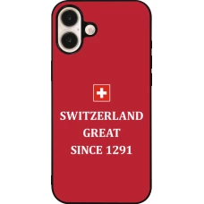 iPhone 16 Plus Case Hülle - Silikon schwarz Switzerland Great Since 1291