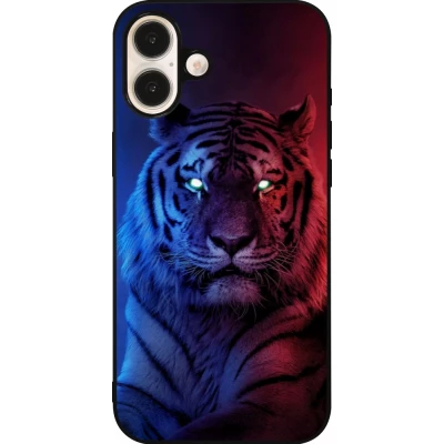 iPhone 16 Plus Case Hülle - Silikon schwarz Tiger Blue Red