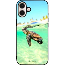 Coque iPhone 16 Plus - Silicone rigide noir Turtle Underwater