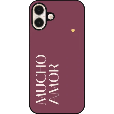 iPhone 16 Plus Case Hülle - Silikon schwarz Valentine 2024 mucho amor rosado