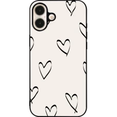 Coque iPhone 16 Plus - Silicone rigide noir Valentine 2023 minimalist hearts