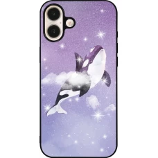 iPhone 16 Plus Case Hülle - Silikon schwarz Whale in sparking stars