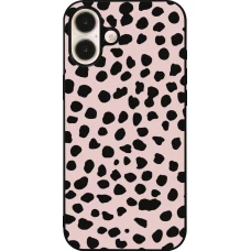 Coque iPhone 16 Plus - Silicone rigide noir Wild Leopard Pink