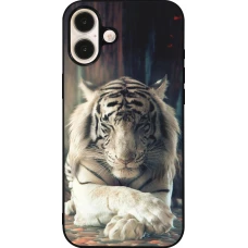 Coque iPhone 16 Plus - Silicone rigide noir Zen Tiger