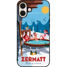 Coque iPhone 16 Plus - Silicone rigide noir Zermatt Mountain Jacuzzi