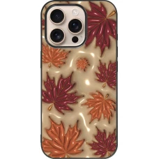 Coque iPhone 16 Pro - Silicone rigide noir Autumn 26 3D leaves