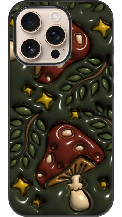 Coque iPhone 16 Pro - Silicone rigide noir Autumn 26 3D mushrooms