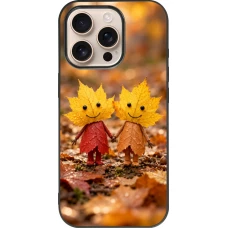 Coque iPhone 16 Pro - Silicone rigide noir Autumn 26 Couple of leaves