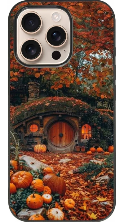 Coque iPhone 16 Pro - Silicone rigide noir Autumn 26 Hobbit house